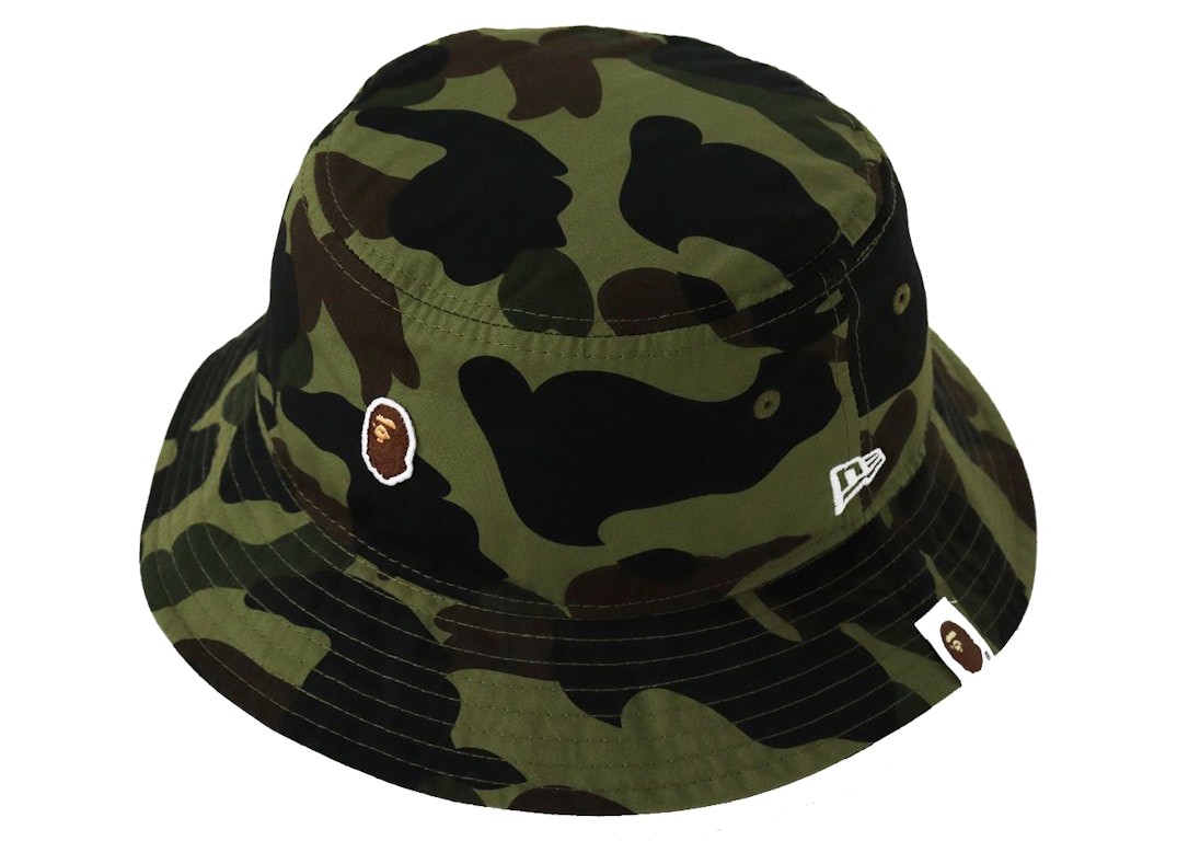 Pre-owned Bape New Era 1st Camo Bucket Hat Green