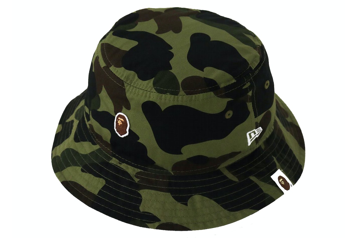 Pre-owned Bape New Era 1st Camo Bucket Hat Green