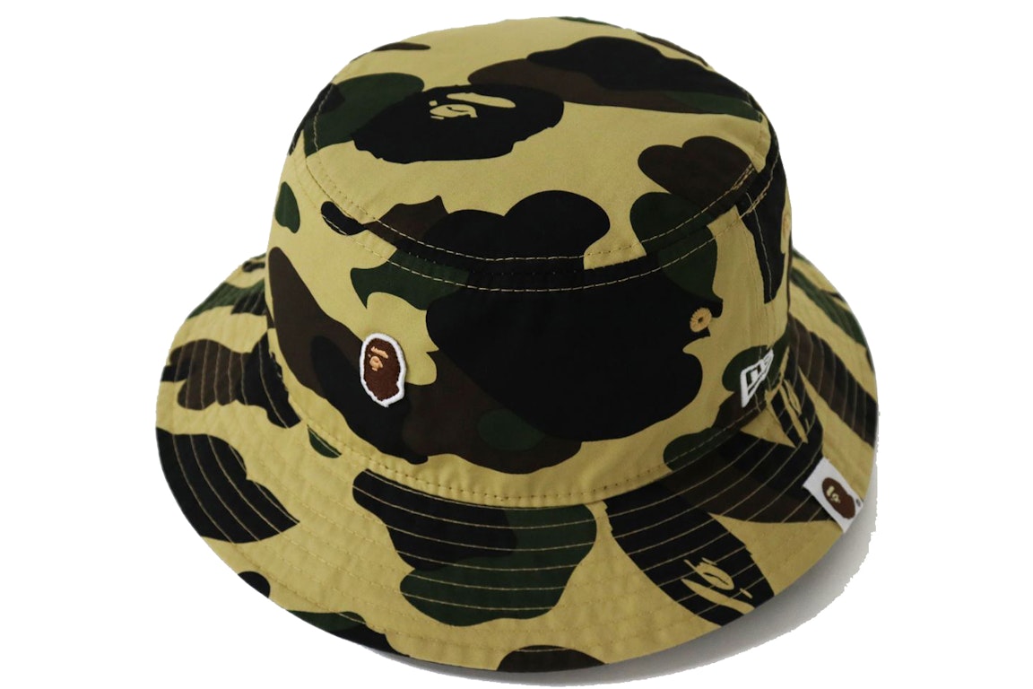 Pre-owned Bape New Era 1st Camo Bucket Hat Yellow