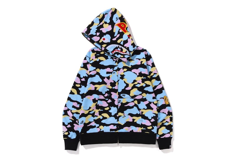 BAPE New Multi Camo 2nd Shark Full Zip Hoodie Black Men's - SS23 - US