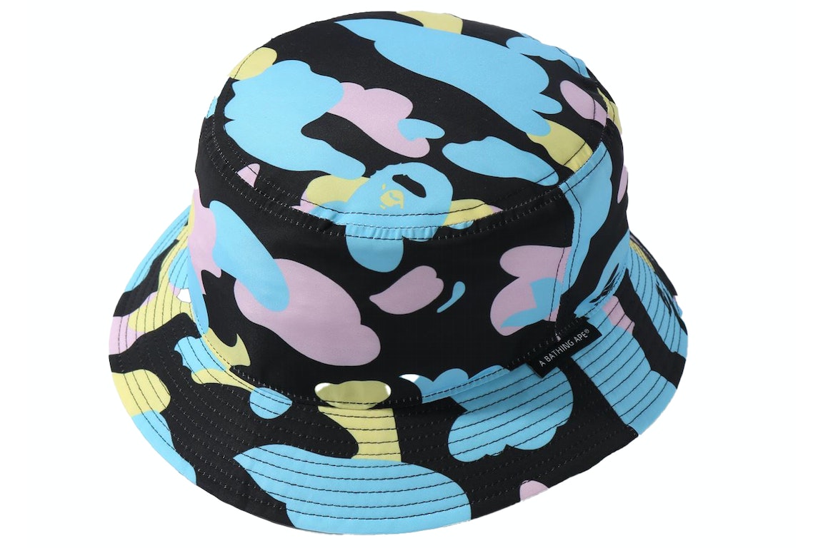 Pre-owned Bape New Multi Camo Bucket Hat Black