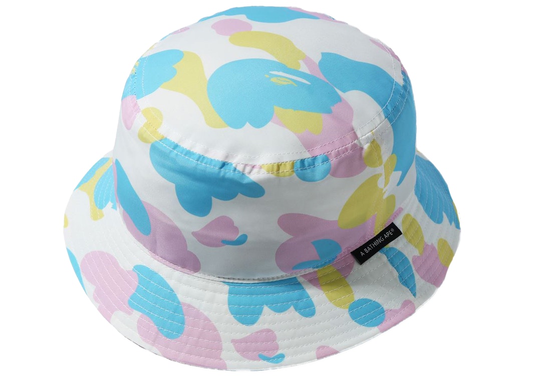 Pre-owned Bape New Multi Camo Bucket Hat White