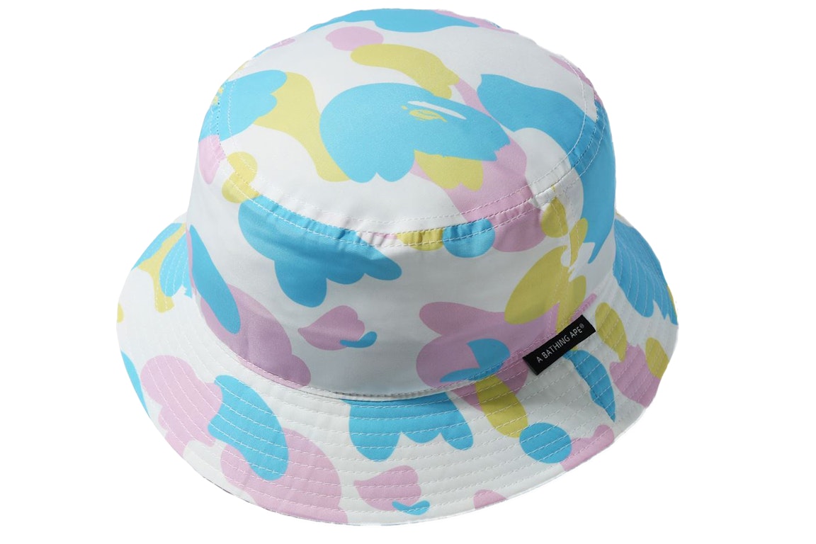 Pre-owned Bape New Multi Camo Bucket Hat White