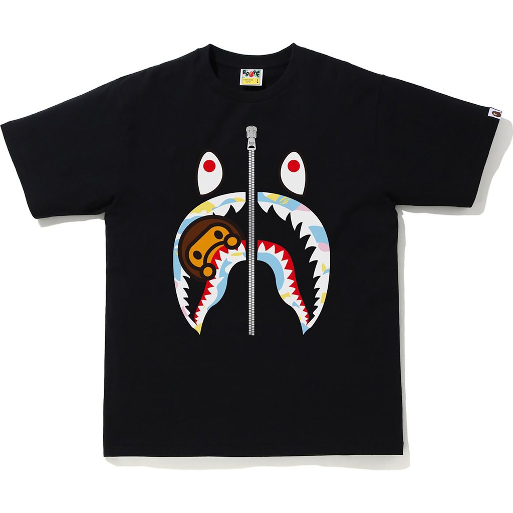 Bape multi camo store shark tee