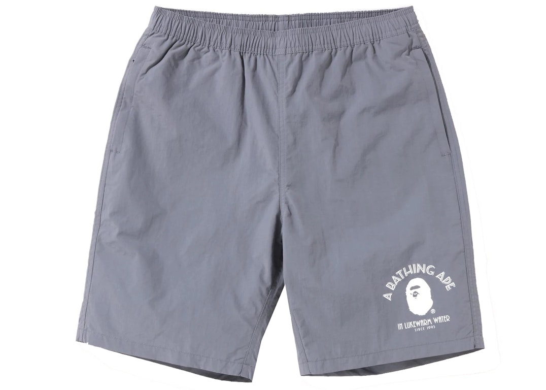 Pre-owned Bape Nylon Beach Shorts Gray