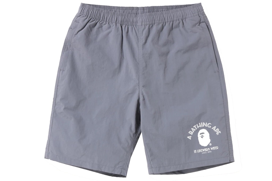 Pre-owned Bape Nylon Beach Shorts Gray