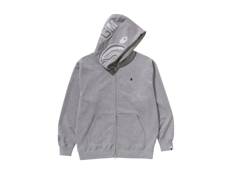 BAPE One Point Ape Head Shark Relaxed Fit Full Zip Hoodie Gray