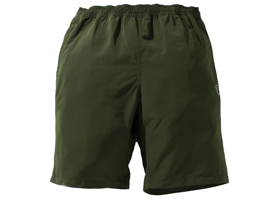 Pre-owned Bape One Point Beach Shorts Olivedrab