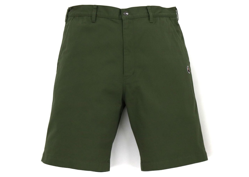 Pre-owned Bape Men's One Point Chino Shorts In Olivedrab Green