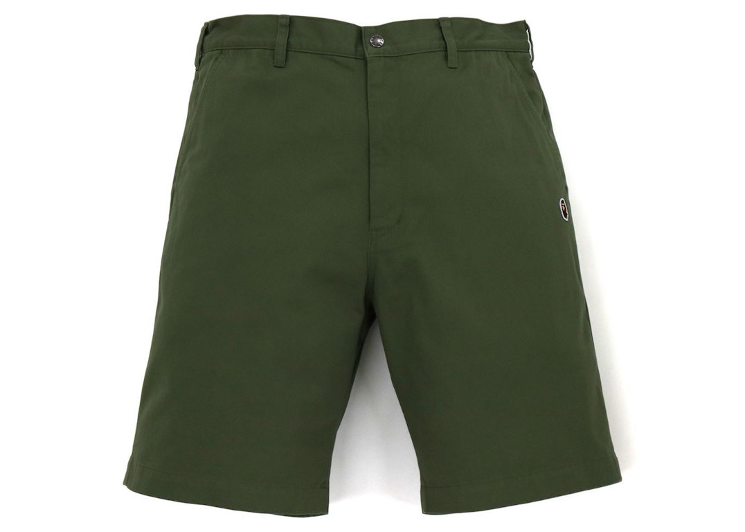 Pre-owned Bape One Point Chino Shorts Olivedrab
