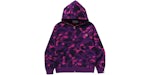 Sudadera con capucha BAPE One Point Color Camo, corta y cremallera completa, violeta