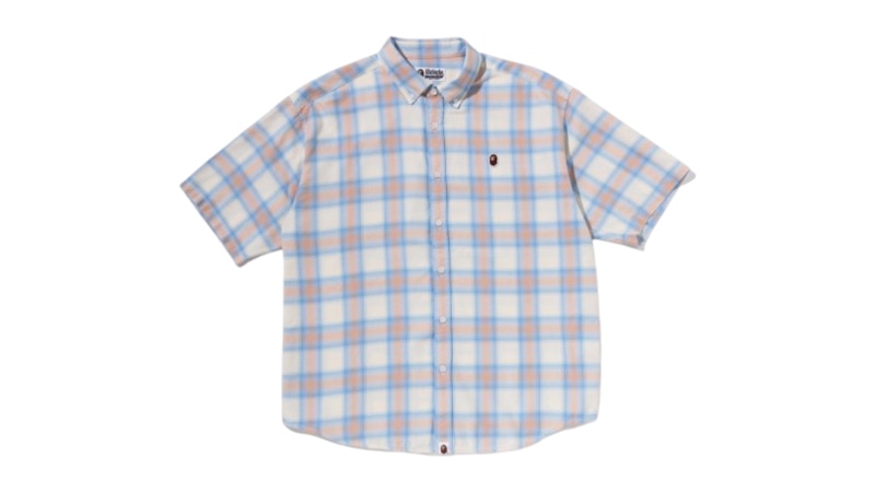 BAPE One Point Ombre Check Light Flannel Short Sleeves Shirt Cream Color