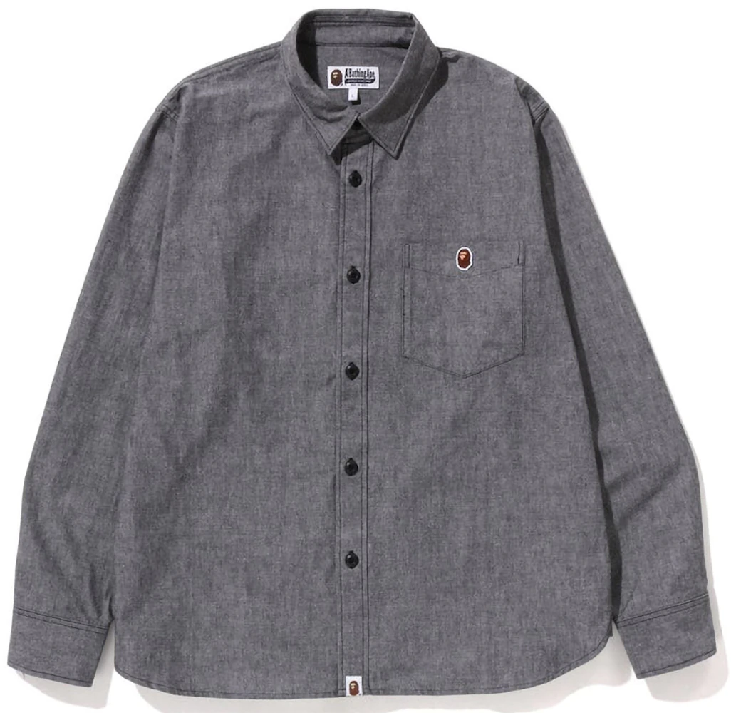 BAPE One Point Relaxed Fit Chambray Shirt Shirt Black Men's - FW22 - US