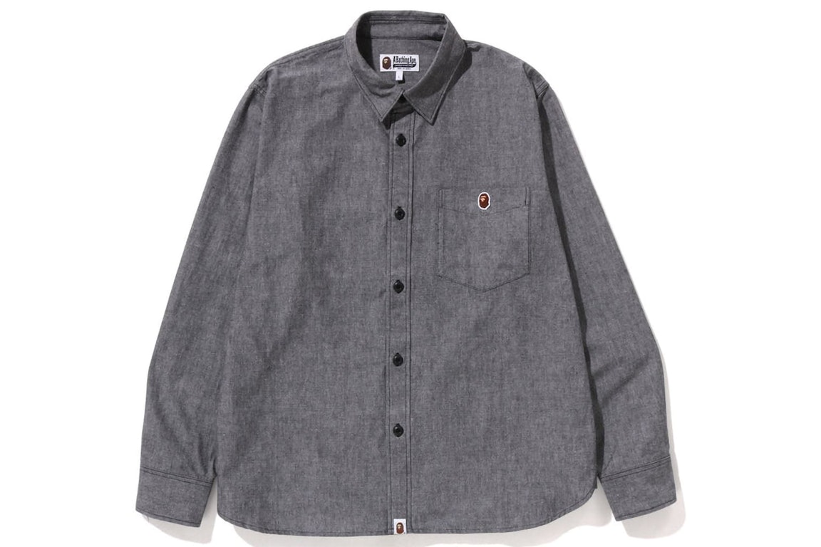 Pre-owned Bape One Point Relaxed Fit Chambray Shirt Shirt Black