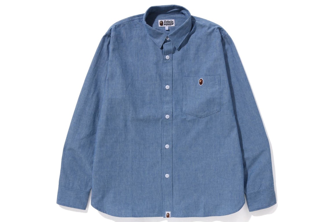 Pre-owned Bape One Point Relaxed Fit Chambray Shirt Shirt Indigo
