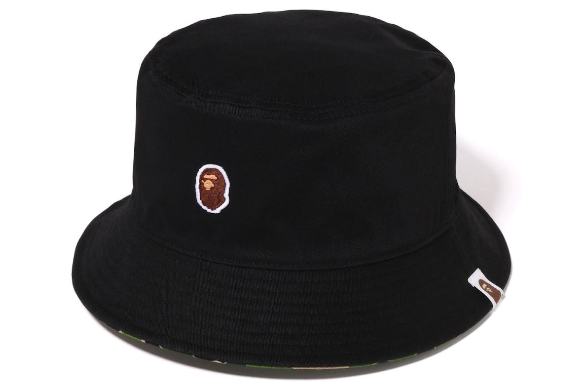 Pre-owned Bape One Point Reversible Bucket Hat Black/green