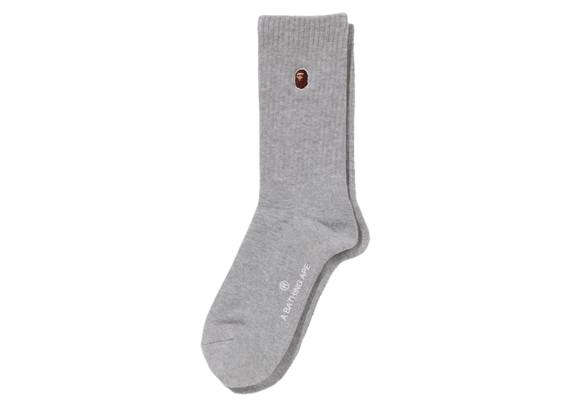 Pre-owned Bape Men's One Point Socks In Grey