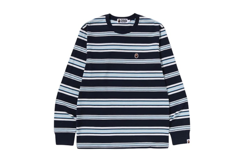 BAPE One Point Stripe L/S Tee Navy
