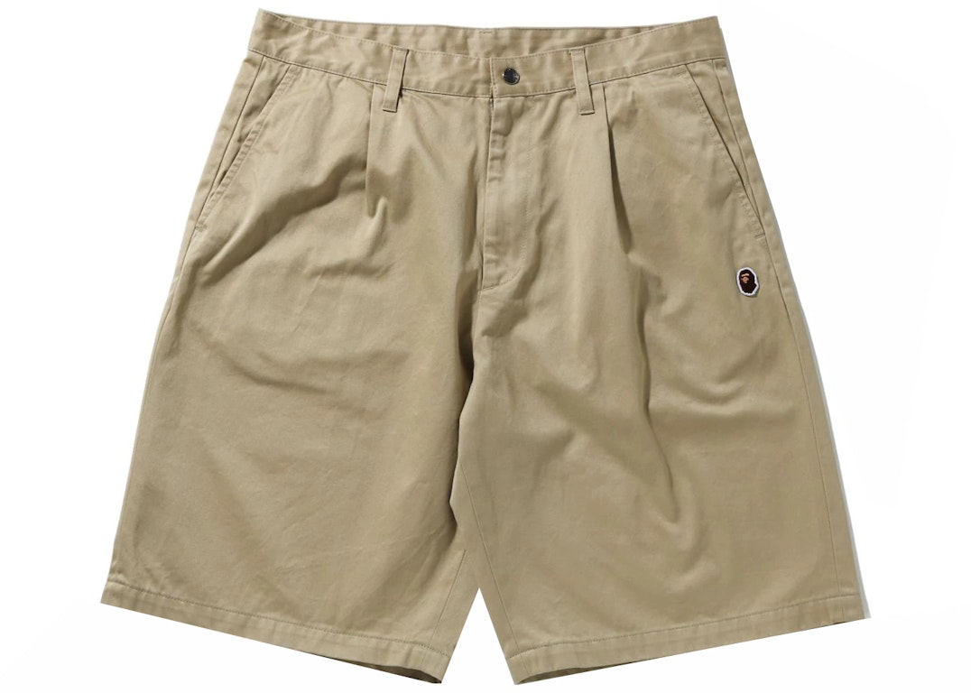 Pre-owned Bape One Point Wide Fit Chino Shorts Beige