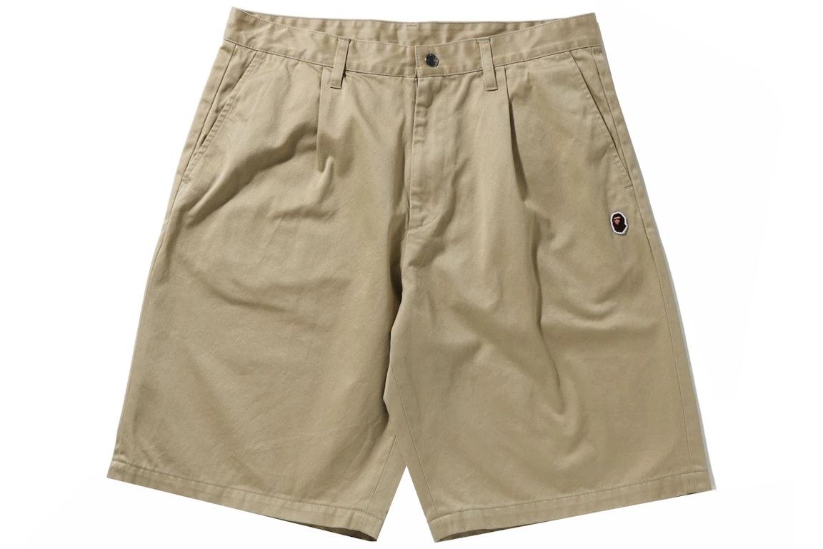 Pre-owned Bape One Point Wide Fit Chino Shorts Beige