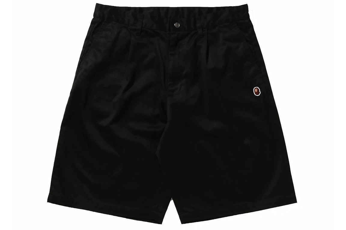 Pre-owned Bape One Point Wide Fit Chino Shorts Black