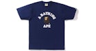 BAPE Exklusives Online-College-T-Shirt Marineblau