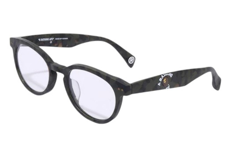 Pre-owned Bape Optical Flame 14 Glasses In Green