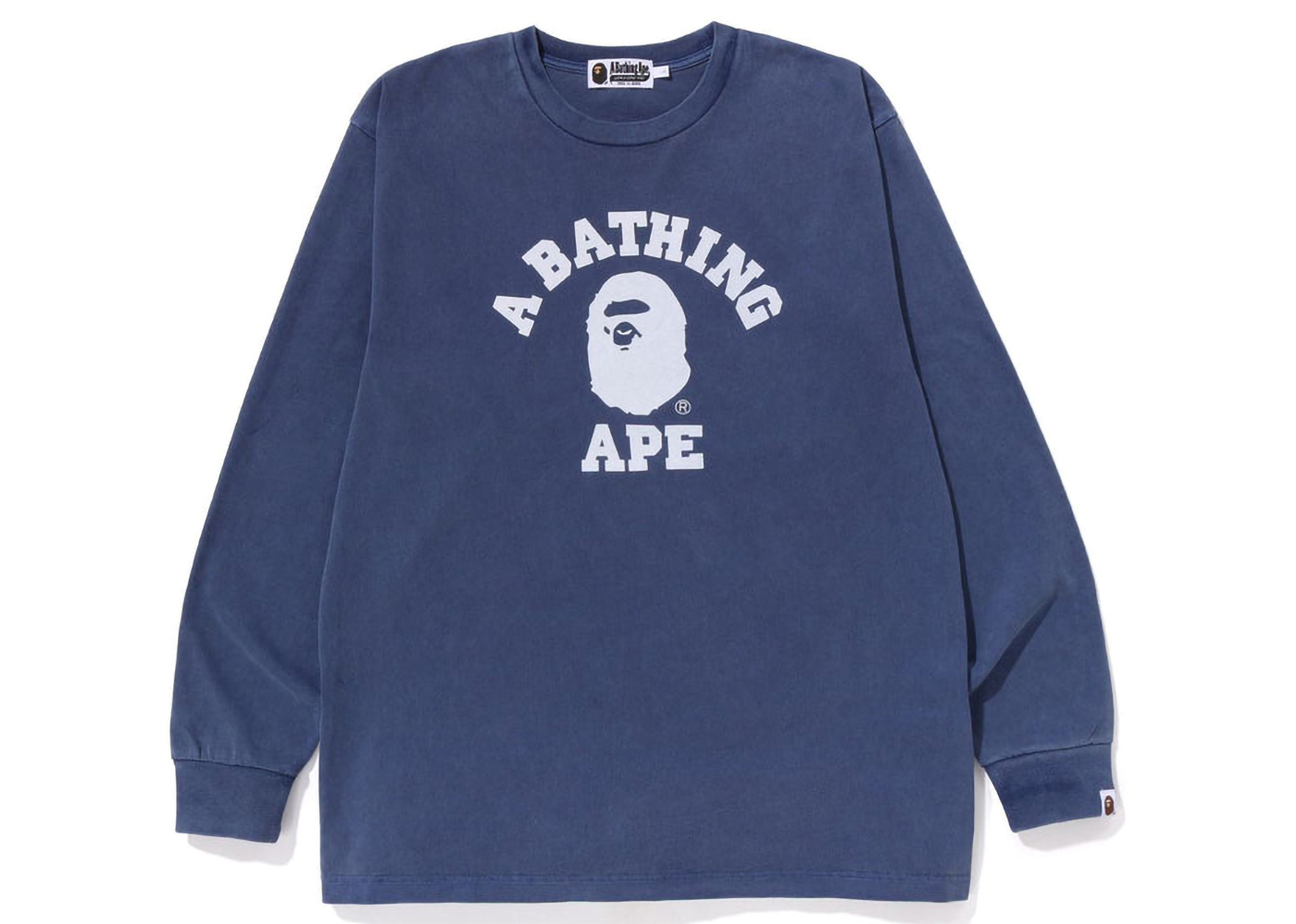 BAPE Overdye College Relaxed Fit L/S Tee Navy Men's - SS23 - US