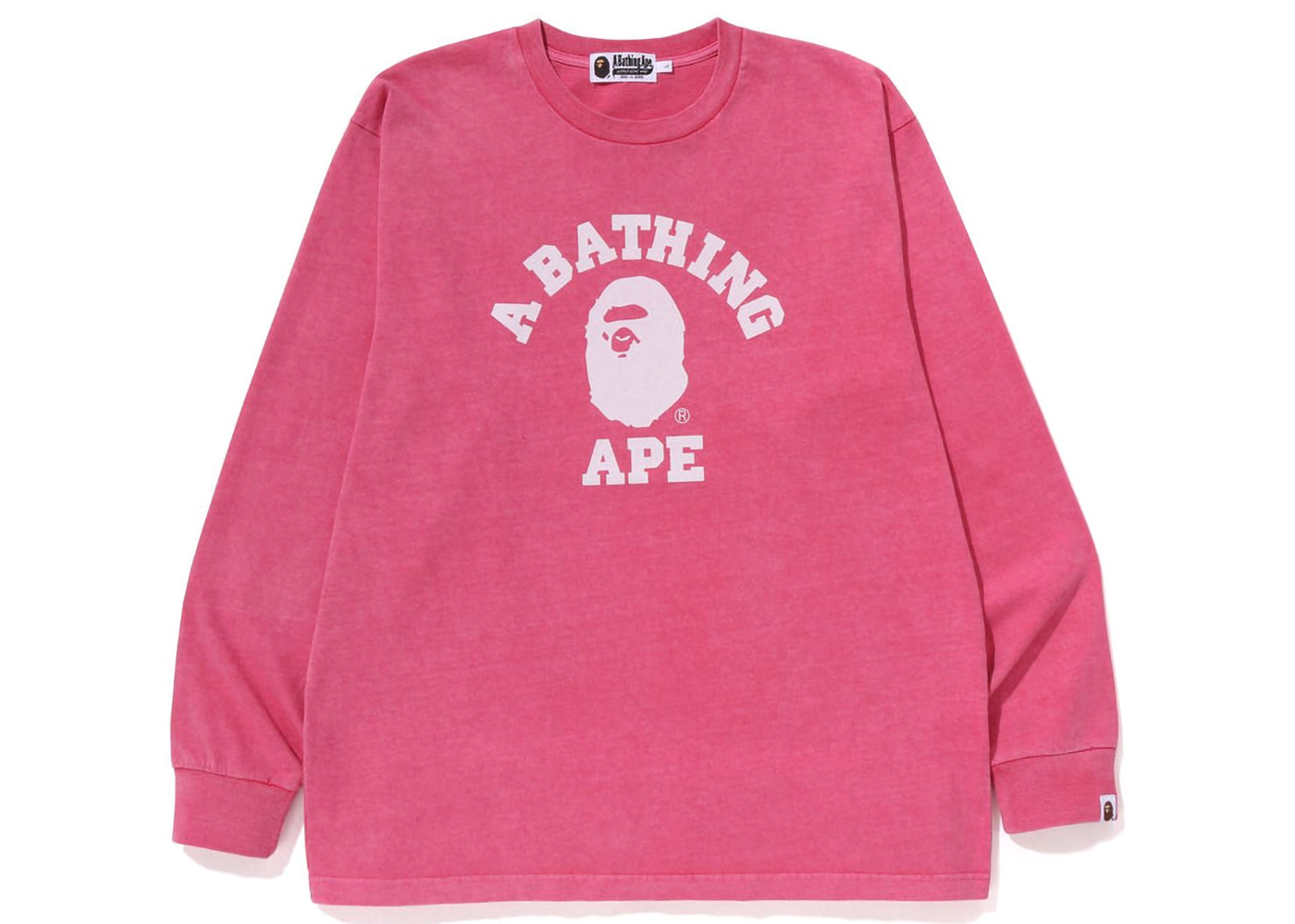 BAPE Overdye College Relaxed Fit L/S Tee Pink Men's - SS23 - GB