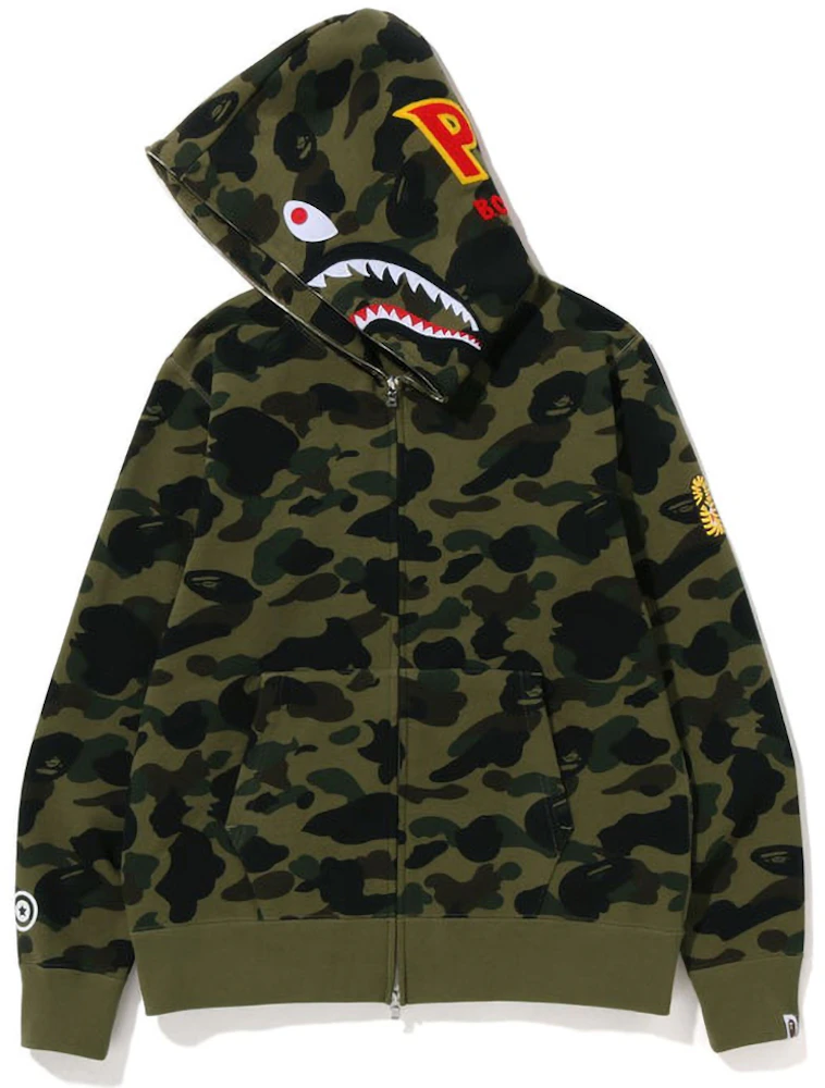 BAPE PONR 1st Camo Shark Full Zip Hoodie Green Men's - Permanent ...