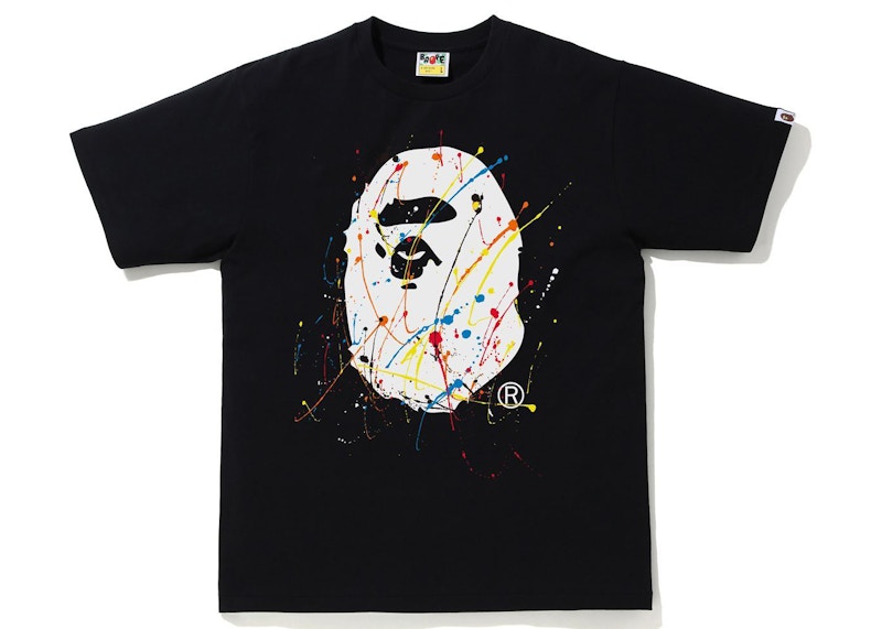 BAPE Paint Splatter Ape Head Tee Black Men's - FW21 - US