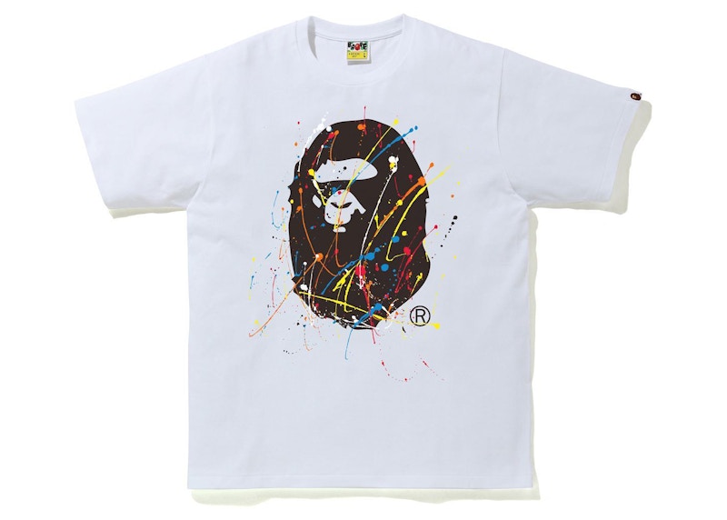 BAPE Paint Splatter Ape Head Tee White Men's - FW21 - US