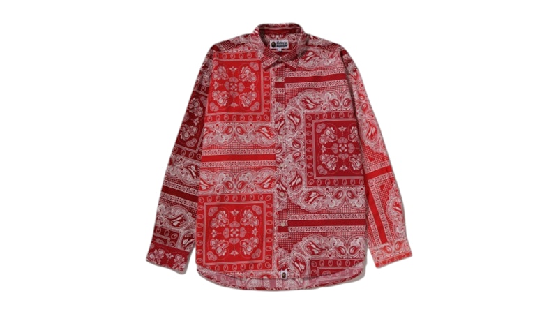 BAPE Paisley Pattern Long Sleeves Shirt Bright Red