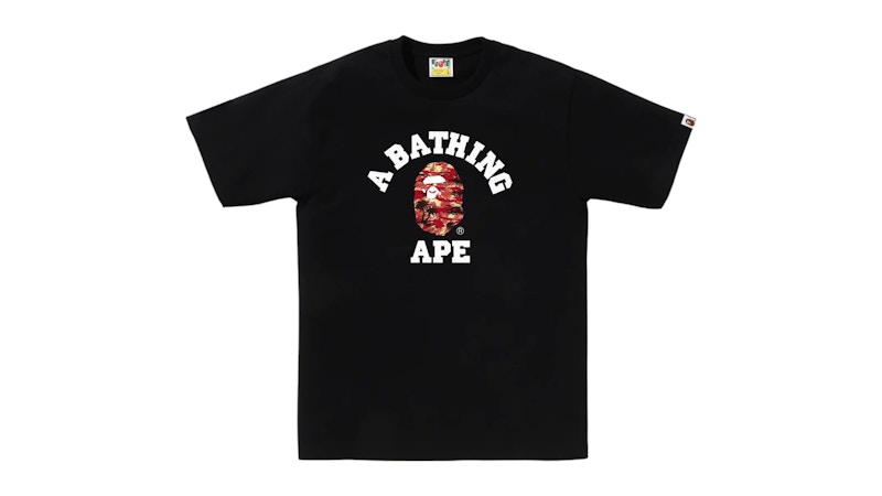 トップス A BATHING APE PALM TREE CAMO COLLEGE T BAPE Palm Tree Camo College Tee Black Red Men's - SS25 - US
