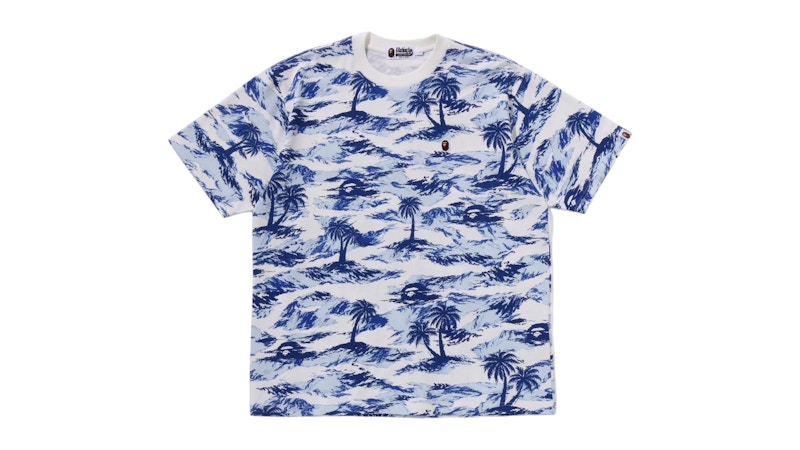 BAPE Palm Tree Camo One Point Relaxed Fit Tee Blue Men's BAPE Palm Tree Camo One Point Relaxed Fit Tee Blue Men's