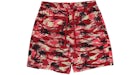 BAPE Palm Tree Camo Relaxed Fit Beach Shorts Red