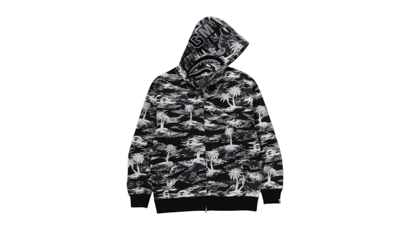 [BAPE]PALM TREE CAMO RELAXED SHARK FULLZIP HOODIE 要在庫確認 BAPE Palm Tree Camo Relaxed Fit Shark Full Zip Hoodie Black