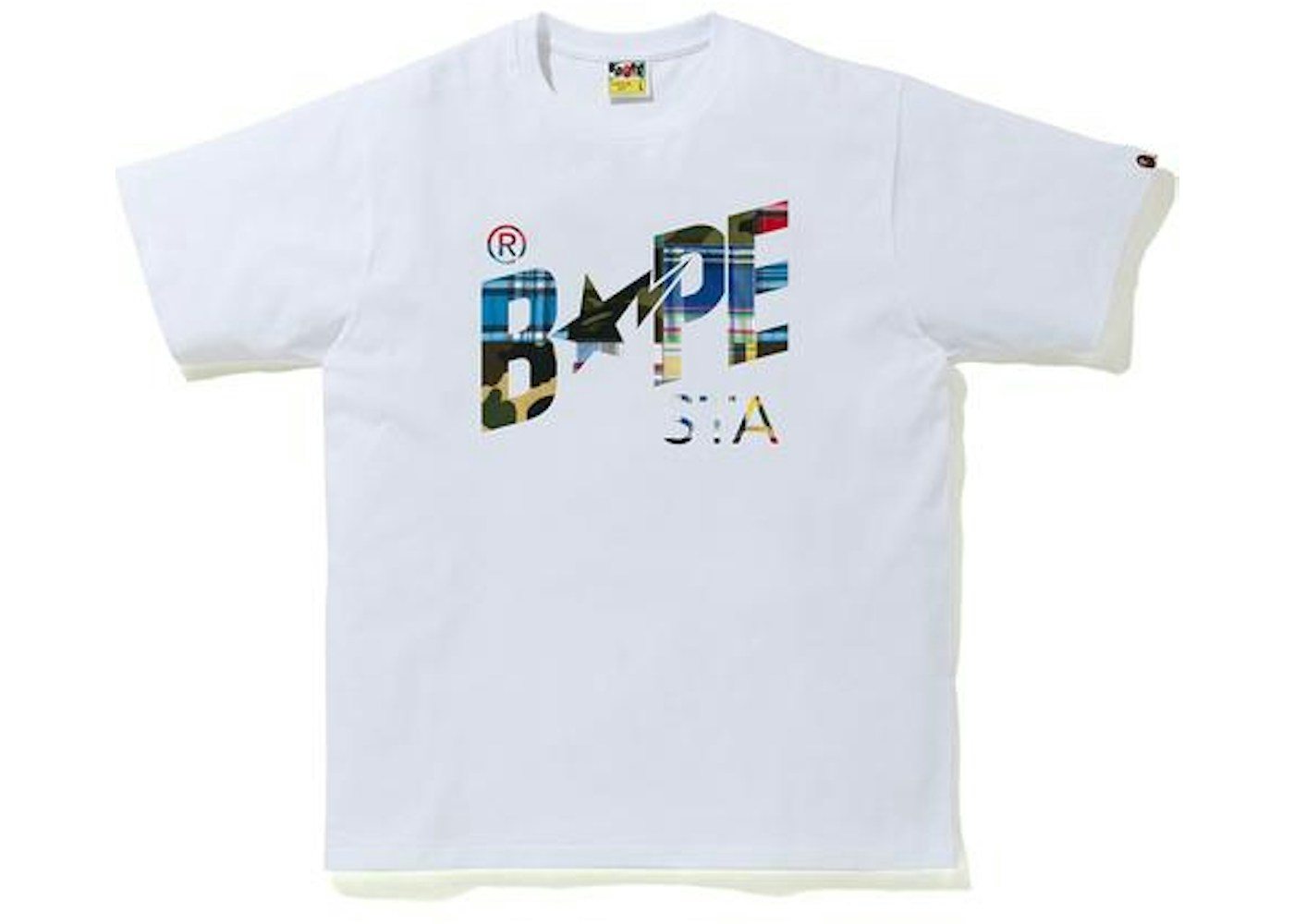 Bape Patchwork Bapesta Logo T Shirt White Ss Bape Patchwork Bapesta Logo T Shirt White Ss