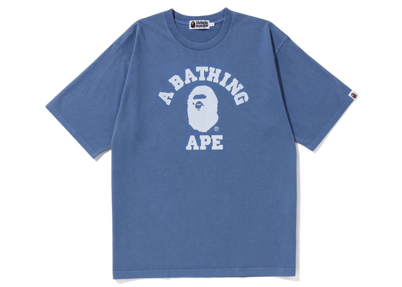 BAPE Pigment Dyed College Relaxed Fit Tee Navy Men's - SS23 - US