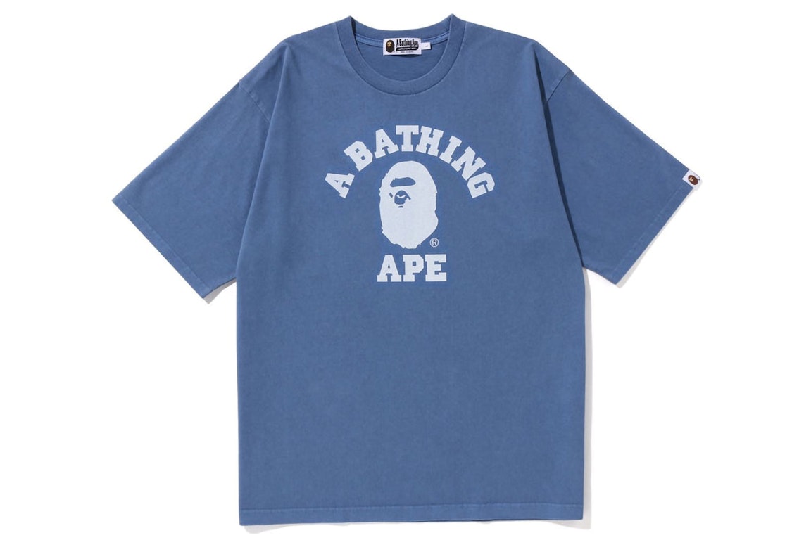 Pre-owned Bape Pigment Dyed College Relaxed Fit Tee Navy