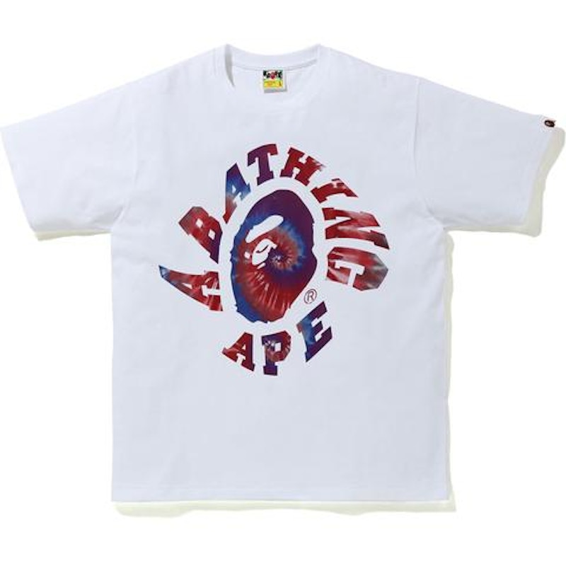 Pre-owned Bape Pigment Tie Dye Twist College T-shirt In White/red In Multi