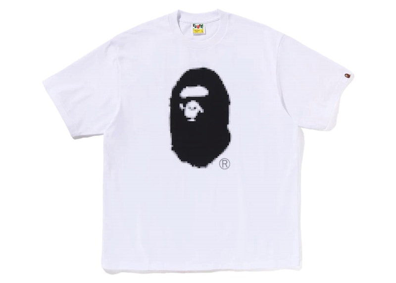 Pre-owned Bape Men's  Pixel Ape Head Relaxed Fit Tee Shirt In White