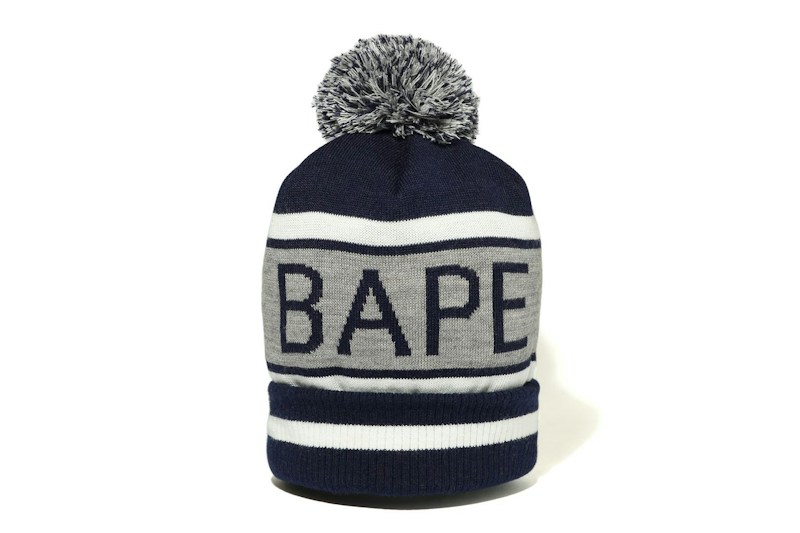 BAPE Pom Pom Knit Cap Navy