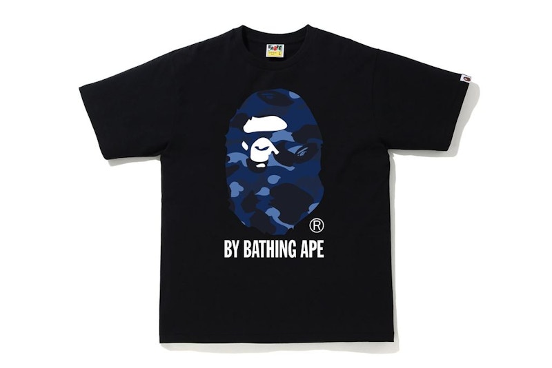 a bathing ape blue camo t shirt