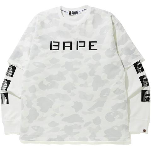 BAPE Relaxed City Camo Layered L/S Tee White 男士- FW20 - TW