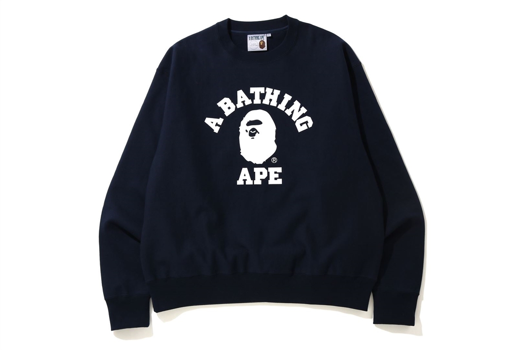 BAPE Relaxed Classic College Crewneck Navy