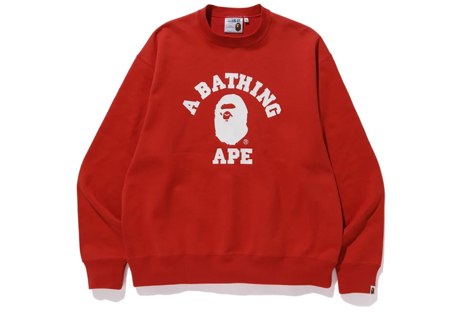BAPE Relaxed Classic College Crewneck Red Men's - SS20 - US