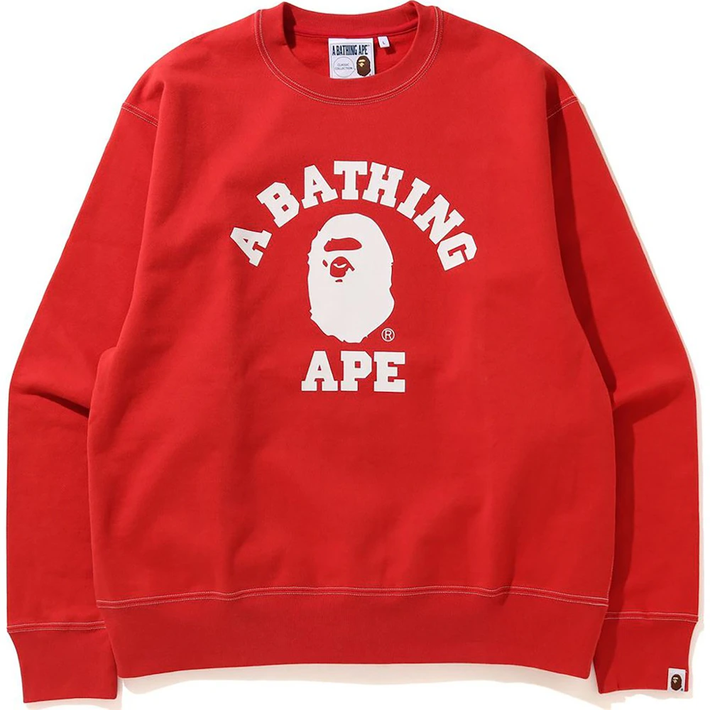 BAPE Relaxed Classic College Crewneck (SS20) Red Men's - SS20 - US