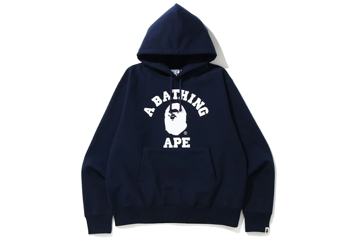 BAPE Relaxed Classic College Pullover Hoodie Navy