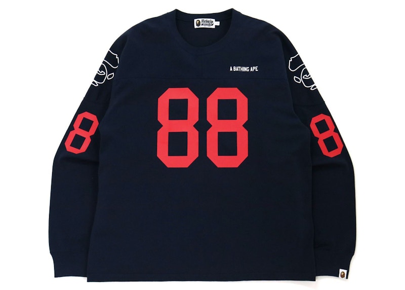 BAPE Relaxed Fit Football L/S Tee Black Men's - FW21 - US